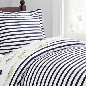 Pottery Barn Breton Stripe Duvet Cover Twin Organic Cotton